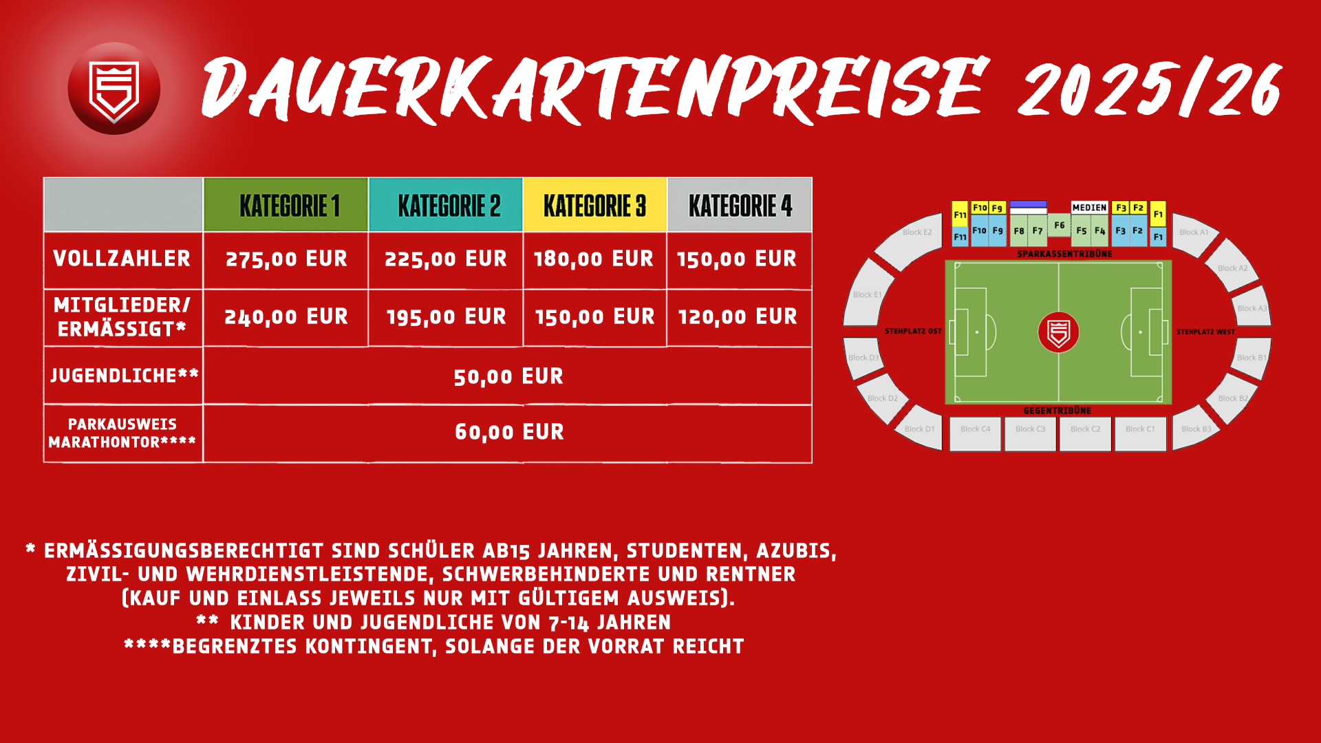 Dauerkartenpreise 2025/26